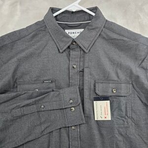 NWT Poncho‎ Glannel Size XL Regular Fit Grey Magnetic Pockets Long Sleeve